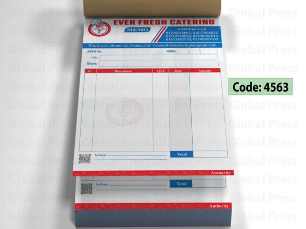 ফুড ক্যাটারিং চালান বই প্রিন্ট