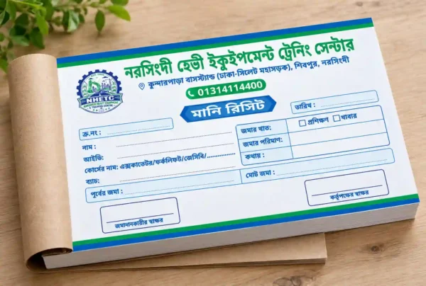 ট্রেনিং সেন্টার মানি রিসিট বই ডিজাইন ও প্রিন্টিং